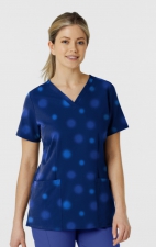 6657 WonderWink Fitted 3-Pocket V-Neck Print Top - Graffiti Blots