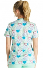 CK678 Cherokee Rounded V-Neck 3 Pocket Print Top - Retro Romance