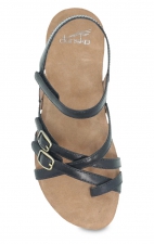 Roslyn Black Waxy Burnished Leather Sandal by Dansko