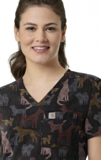 C13014 Carhartt Force Cross-Flex Haut à Coupe Moderne Imprimé pour Femmes à Border - Heartwarming Hounds