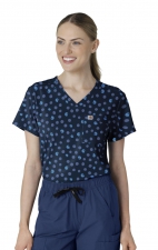 C13014 Carhartt Force Cross-Flex Haut à Coupe Moderne Imprimé pour Femmes à Border - Lively Logo Dots Navy