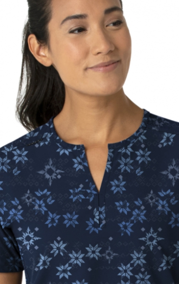 C13214 Carhartt Force Cross-Flex Notch Neck Print Top - Winter Quilt Navy