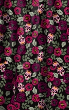 Z12213 Zoe + Chloe Haut Imprimés a Col en V Incurvé - Sugar Skull Roses