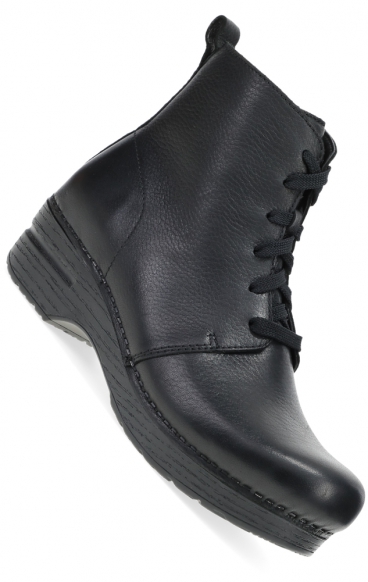 Sigourney Black Tumbled Classic Lace Up Boot by Dansko Scrubscanada