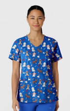 6147 WINK 2 Pocket V-Neck Print Top - Dog-tor Duty