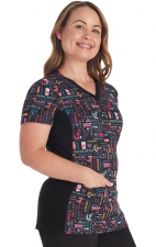 CK793 Cherokee Genuine Chest Pocket Print Top - Nurse Power