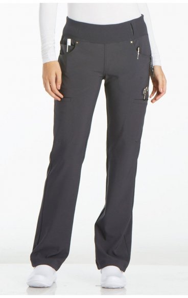 *FINAL SALE XXS CK002P Petite iFlex Mid Rise 6 Pocket Straight Leg Cargo Pant by Cherokee