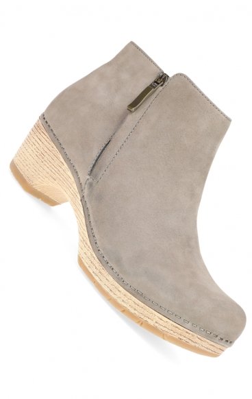 Lizanne Taupe Burnished Nubuck Casual Stapled Bootie by Dansko