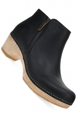 Lizanne Black Oiled Pull Up Casual Stapled Bootie by Dansko