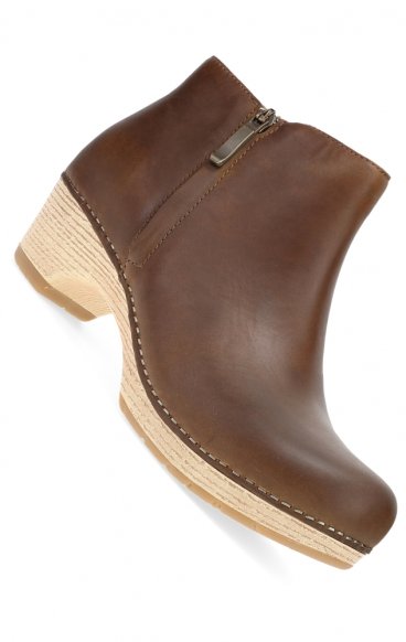 Lizanne Tan Oiled Pull Up Casual Stapled Bootie by Dansko Lizanne Tan Oiled Pull Up Casual Stapled Bootie by Dansko