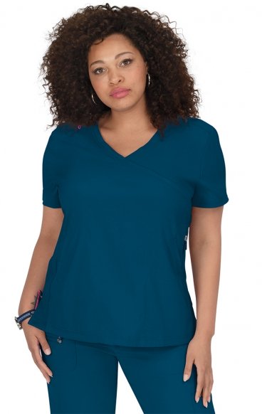 *FINAL SALE M 316 Koi Lite™ Scrubs Philosophy Mock Wrap Side Zipper Top