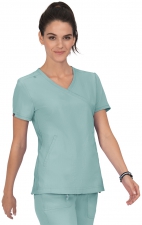 316 Koi Lite™ Scrubs Philosophy Mock Wrap Side Zipper Top