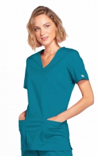 4728 Workwear Core Stretch Mock Wrap Top with 3 Pockets by Cherokee