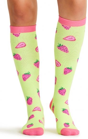 Print Support Strawberry Patch Women's Graduated Medium Support Compression Socks by Cherokee