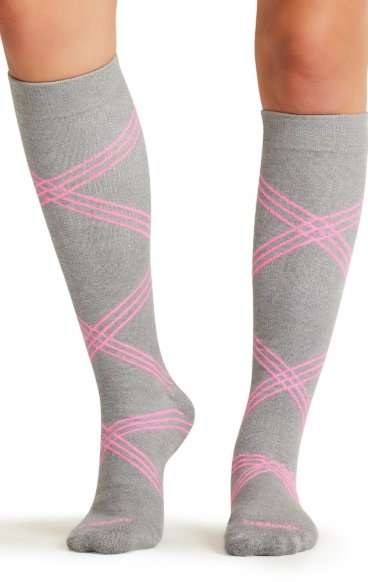 LX Support Twisted Shocking Pink Chaussettes Unisexe Moyenne Compression Hauteur des Genoux avec Arch Support par Cherokee