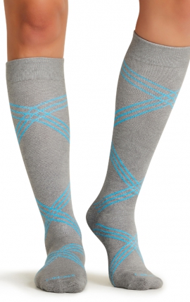 LX Support Twisted Turquoise Unisex Medium Compression Knee High Socks with Arch Support by Cherokee