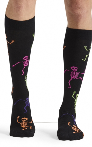 Men's Print Support Dancing Skeletons Graduated Medium Support Compression Socks by Cherokee