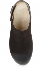 Merrin Chocolate Burnished Suede Mule Agrafée à Talon Sanglé  pour Femmes par Dansko 