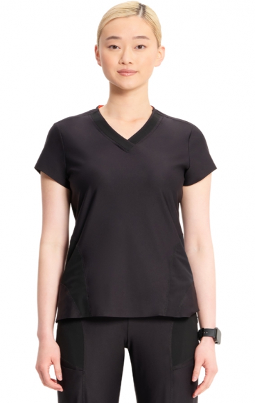 IN706A Kinetic V-Neck 2 Zip Pocket Knit Top by Infinity