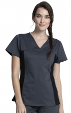 WW2875 Workwear Revolution Flexi Panel V-Neck Top with Kangaroo Pocket by Cherokee