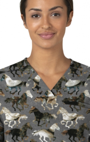 *VENTE FINALE C13314 Carhartt Force Cross-Flex Haut Imprimer Surdimensionn&eacute; &agrave; Col en V pour Femmes - Filly Trot Pewter