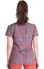 DK667 Dickies 4 Pocket V-Neck Print Top - Fair Isle Patch