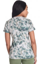 DK667 Dickies 4 Pocket V-Neck Print Top - Nature Trail