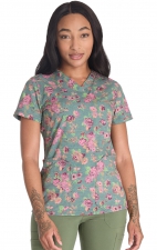 DK667 Dickies 4 Pocket V-Neck Print Top - Tapestry Tale