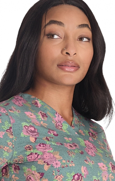 DK667 Dickies 4 Pocket V-Neck Print Top - Tapestry Tale DK667 Dickies 4 Pocket V-Neck Print Top - Tapestry Tale