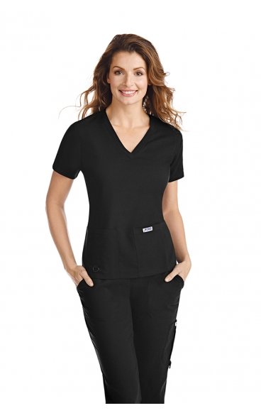 *FINAL SALE M T3020 Mentality Pearl Flex Panel V-Neck Top by Mobb