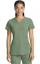 MC702 Amp 3 Pocket V-Neck Top with Flex Panels by Med Couture