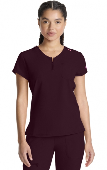 MC705 Amp Haut &agrave; Col en V Zipp&eacute; avec Poche au Poitrine par Med Couture 