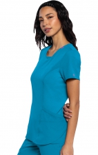 MC701 Amp V-Neck Top with Rib-Knit Inset and Side Panels by Med Couture