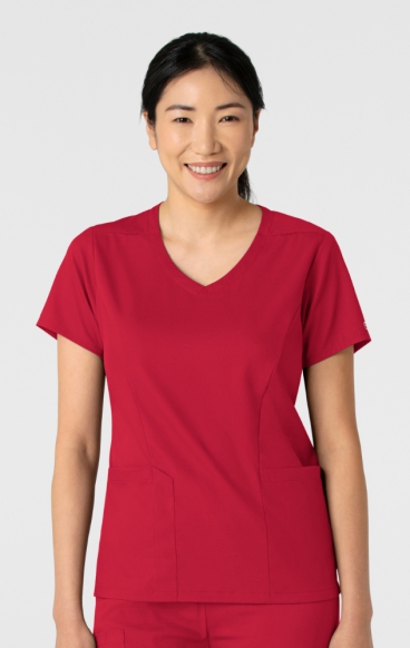 *FINAL SALE 2XL 6251 Boundless Curved V-Neck Top with 3 Pockets by WINK