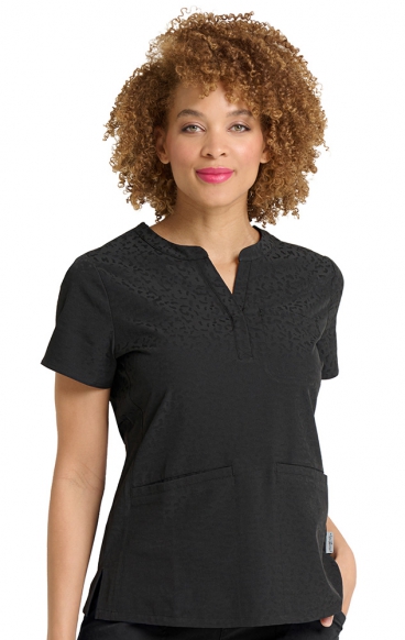 *FINAL SALE L 1171 Zavaté Ava Therese Lynx Jacquard Henley Top *FINAL SALE L 1171 Zavaté Ava Therese Lynx Jacquard Henley Top