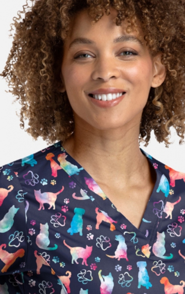 1767 Maevn V-Neck Print Top - Furr-ever Colorful 1767 Maevn V-Neck Print Top - Furr-ever Colorful