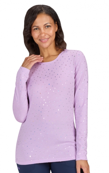 167PR Tessa Long Sleeve Underscrub Tee by koi - Lavender Iridescent Diamond
