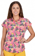 1093PR koi Basics Ari Split Neck Print Top - Susani Floral