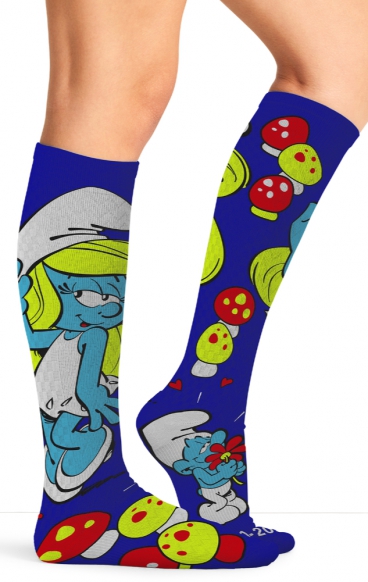 Tooniforms Print Support Graduated Compression Socks - Smurfette