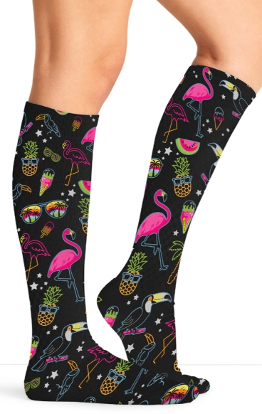 Comfort Support Flamingo Party High Compression Knee High Socks by Cherokee Comfort Support Flamingo Party High Compression Knee High Socks by Cherokee