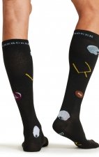 Men's Print Support Football Fun Graduated Medium Support Compression Socks by Cherokee
