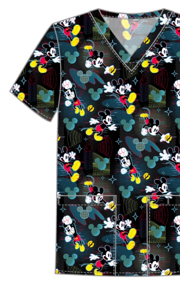 TF788 Tooniforms Men's Print 2 Pocket V-Neck Top by Cherokee Uniforms - Digital Mickey TF788 Tooniforms Men's Print 2 Pocket V-Neck Top by Cherokee Uniforms - Digital Mickey