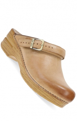 Ingrid Honey Distressed Open Back Clog for Women by Dansko