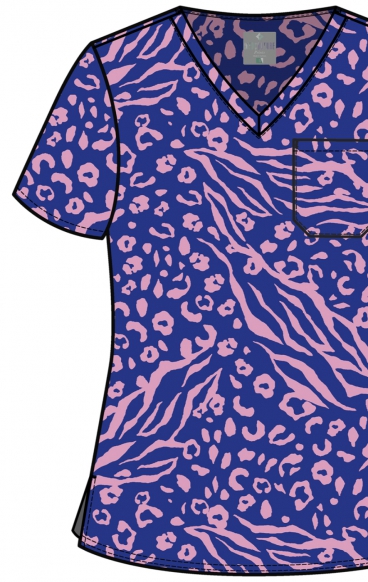MC632 Med Couture V-Neck Print Top - Two Tone Skin