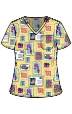 MC632 Med Couture V-Neck Print Top - Vacation Postcard