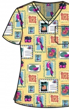 MC632 Med Couture V-Neck Print Top - Vacation Postcard