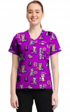 CK857 High-Low V-Neck Print Top by Cherokee - Coffee Talk