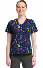 CK857 High-Low V-Neck Print Top by Cherokee - Tutti Frutti