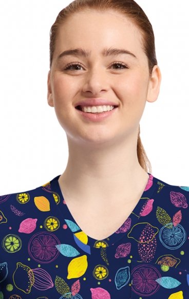 CK857 High-Low V-Neck Print Top by Cherokee - Tutti Frutti