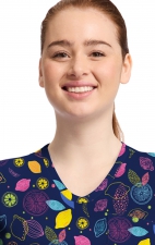 CK857 High-Low V-Neck Print Top by Cherokee - Tutti Frutti